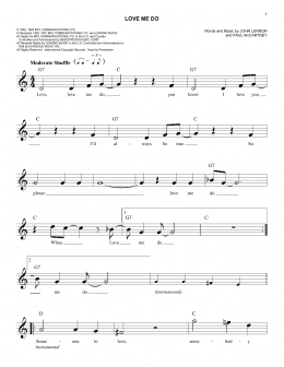 page one of Love Me Do (Easy Lead Sheet / Fake Book)