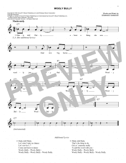 page one of Wooly Bully (Lead Sheet / Fake Book)