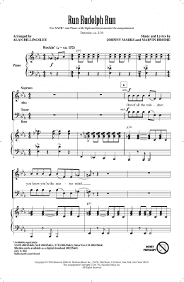page one of Run Rudolph Run (SATB Choir)