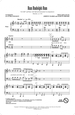 page one of Run Rudolph Run (SAB Choir)