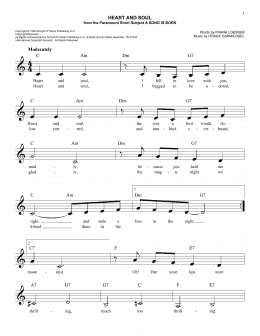 page one of Heart And Soul (Easy Lead Sheet / Fake Book)