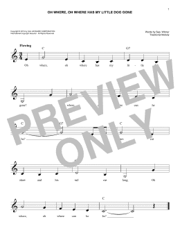page one of Oh Where, Oh Where Has My Little Dog Gone (Lead Sheet / Fake Book)
