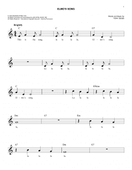 page one of Elmo's Song (Easy Lead Sheet / Fake Book)