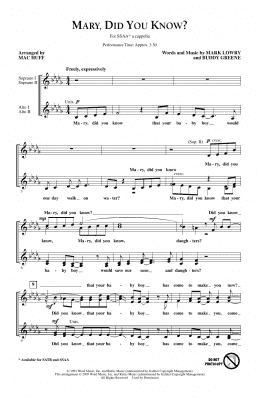 page one of Mary, Did You Know? (Arr. Mac Huff) (SSA Choir)
