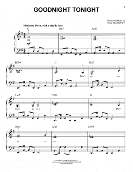 page one of Goodnight Tonight (Easy Piano)