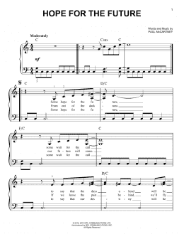 page one of Hope For The Future (Easy Piano)