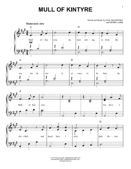 page one of Mull Of Kintyre (Easy Piano)