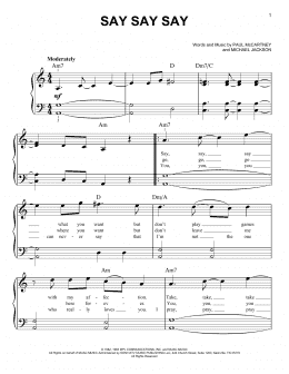 page one of Say Say Say (Easy Piano)