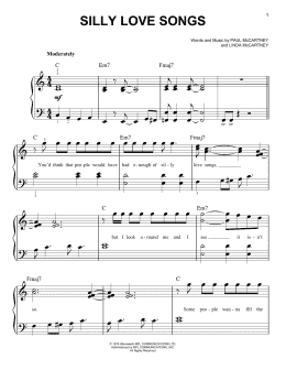 page one of Silly Love Songs (Easy Piano)