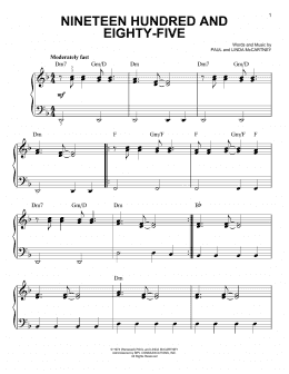 page one of Nineteen Hundred And Eighty-Five (Easy Piano)