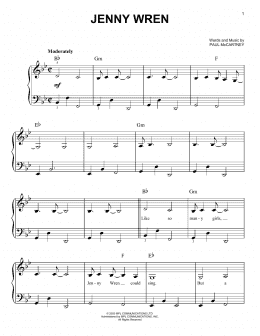 page one of Jenny Wren (Easy Piano)