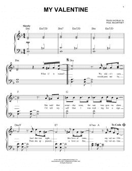 page one of My Valentine (Easy Piano)