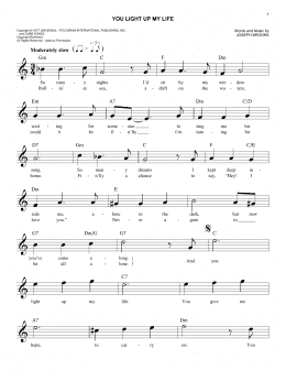 page one of You Light Up My Life (Lead Sheet / Fake Book)