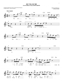 page one of Say You, Say Me (Easy Lead Sheet / Fake Book)