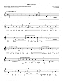 page one of Surfin' U.S.A. (Easy Lead Sheet / Fake Book)