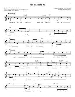 page one of You Belong To Me (Easy Lead Sheet / Fake Book)