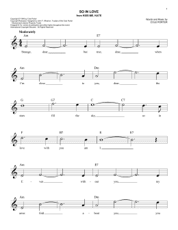 page one of So In Love (from Kiss Me, Kate) (Easy Lead Sheet / Fake Book)