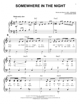 page one of Somewhere In The Night (Easy Piano)
