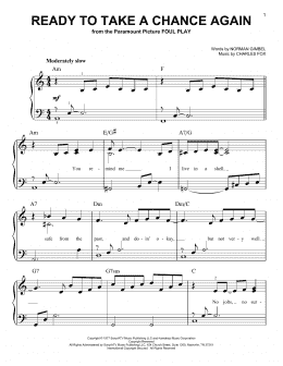 page one of Ready To Take A Chance Again (Love Theme) (from Foul Play) (Easy Piano)