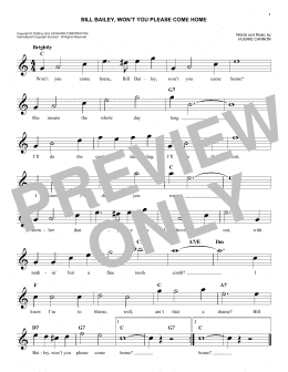 page one of Bill Bailey, Won't You Please Come Home (Lead Sheet / Fake Book)