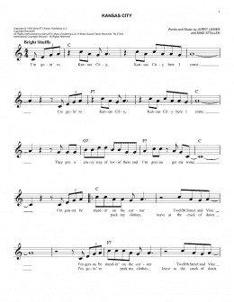 page one of Kansas City (Easy Lead Sheet / Fake Book)