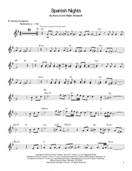 page one of Spanish Nights (Soprano Sax Transcription)