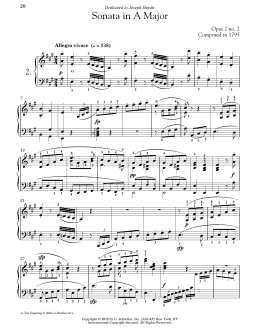 page one of Piano Sonata No. 2 In A Major, Op. 2, No. 2 (Piano Solo)