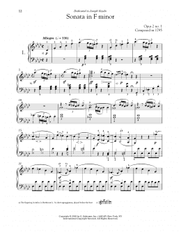 page one of Piano Sonata No. 1 In F Minor, Op. 2, No. 1 (Piano Solo)