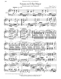 page one of Piano Sonata No. 13 In E-flat Major, Op. 27, No. 1 (Piano Solo)