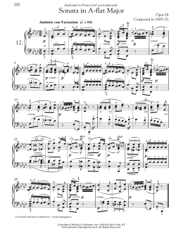 page one of Piano Sonata No. 12 In A-flat Major, Op. 26 (Piano Solo)