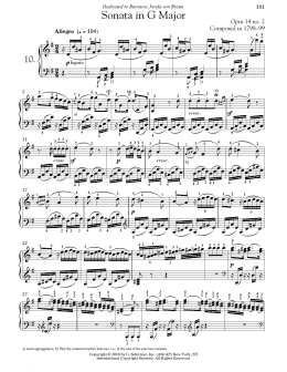 page one of Piano Sonata No. 10 In G Major, Op. 14, No. 2 (Piano Solo)