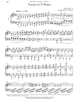 page one of Piano Sonata No. 7 In D Major, Op. 10, No. 3 (Piano Solo)