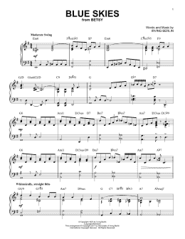 page one of Blue Skies [Jazz version] (Piano Solo)