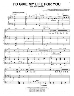 page one of I'd Give My Life For You (Piano & Vocal)