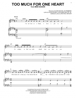 page one of Too Much For One Heart (Piano & Vocal)