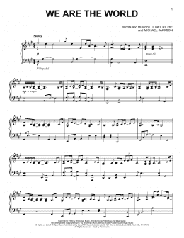 page one of We Are The World (Piano Solo)
