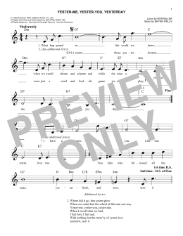 page one of Yester-Me, Yester-You, Yesterday (Easy Lead Sheet / Fake Book)