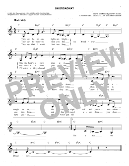 page one of On Broadway (Lead Sheet / Fake Book)