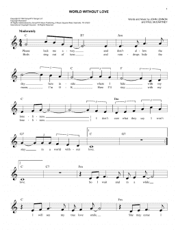 page one of World Without Love (Easy Lead Sheet / Fake Book)