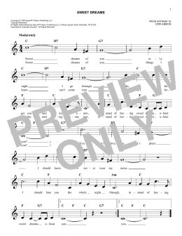 page one of Sweet Dreams (Easy Lead Sheet / Fake Book)