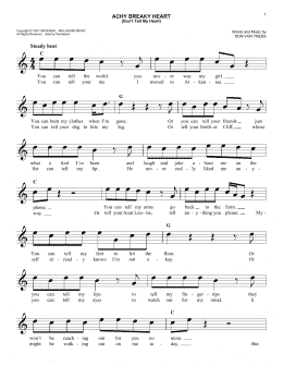 page one of Achy Breaky Heart (Don't Tell My Heart) (Easy Lead Sheet / Fake Book)