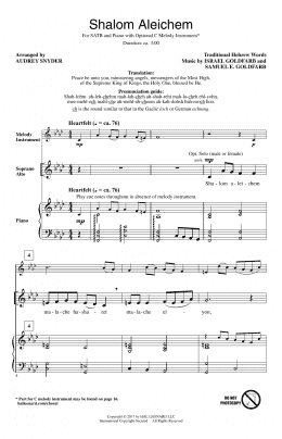 page one of Shalom Aleichem (SATB Choir)