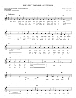page one of Ruby, Don't Take Your Love To Town (Lead Sheet / Fake Book)