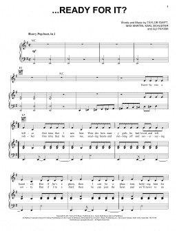 page one of ...Ready for It? (Piano, Vocal & Guitar Chords (Right-Hand Melody))