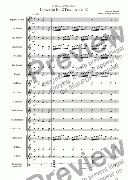 page one of Concerto for 2 Trumpets in C