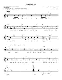 page one of Runaround Sue (Easy Lead Sheet / Fake Book)