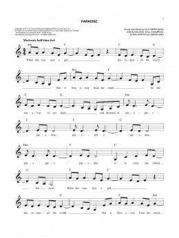 page one of Paradise (Easy Lead Sheet / Fake Book)