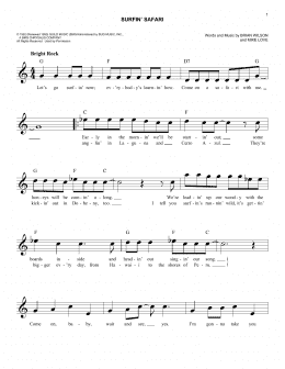 page one of Surfin' Safari (Easy Lead Sheet / Fake Book)