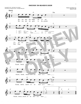 page one of Knockin' On Heaven's Door (Easy Lead Sheet / Fake Book)