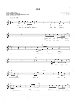page one of Drive (Lead Sheet / Fake Book)